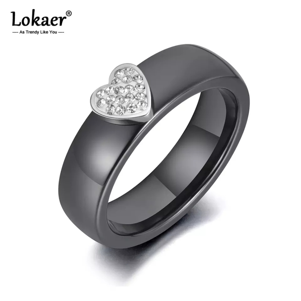 Lokaer Black ceramic heart ring - Picture 2 of 6